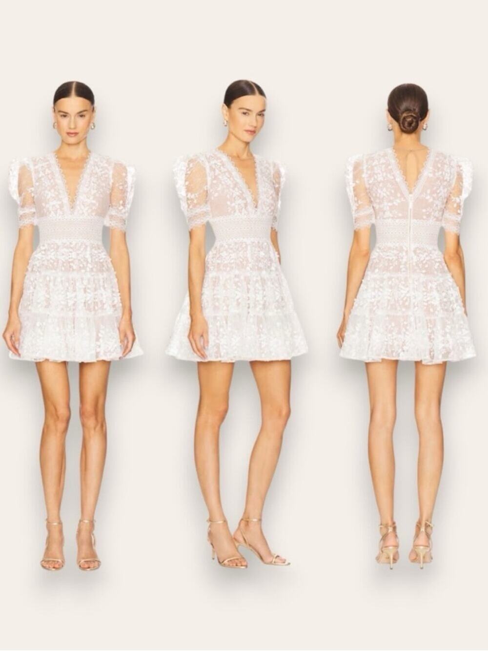 NWT Bronx and Banco Megan Mini Dress in Blanc White Nude Medium Women’s